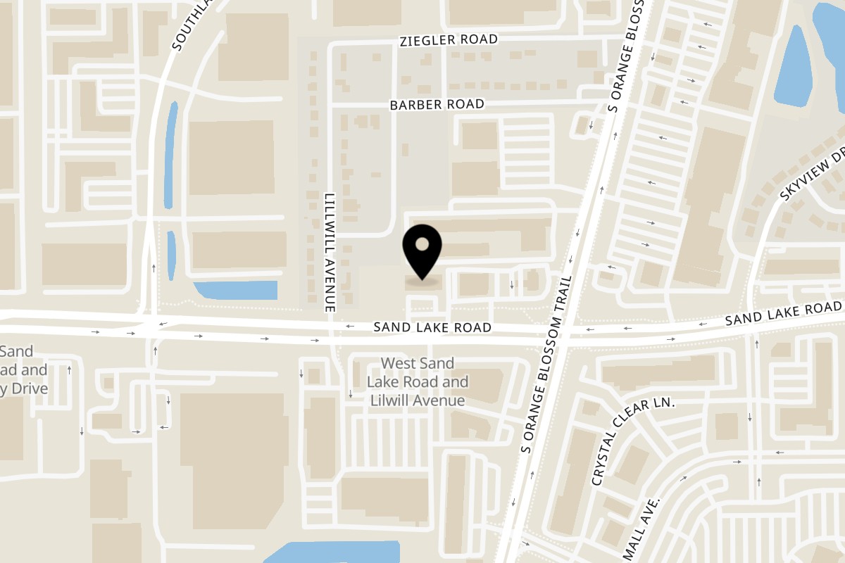 Map showing the location of Viet Thai Cafe on 1925 Sand Lake Rd in Orlando